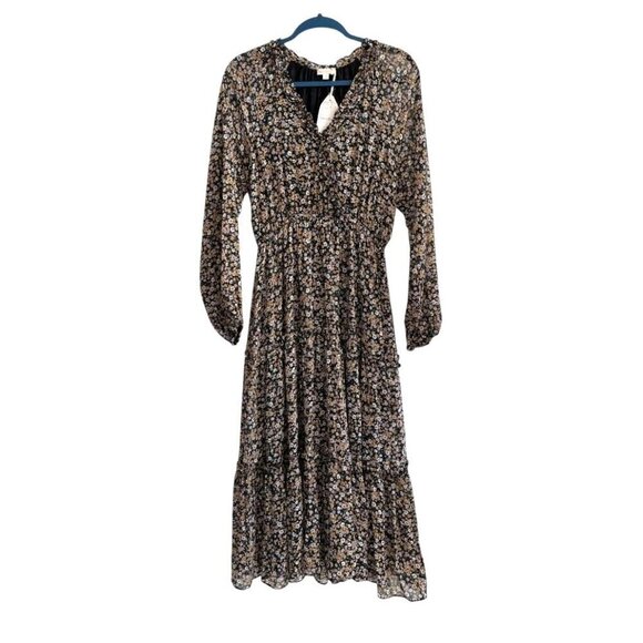 NWT Hem & Thread Floral Tiered Long-Sleeve Boho Maxi Dress – Size Large - Picture 4 of 12